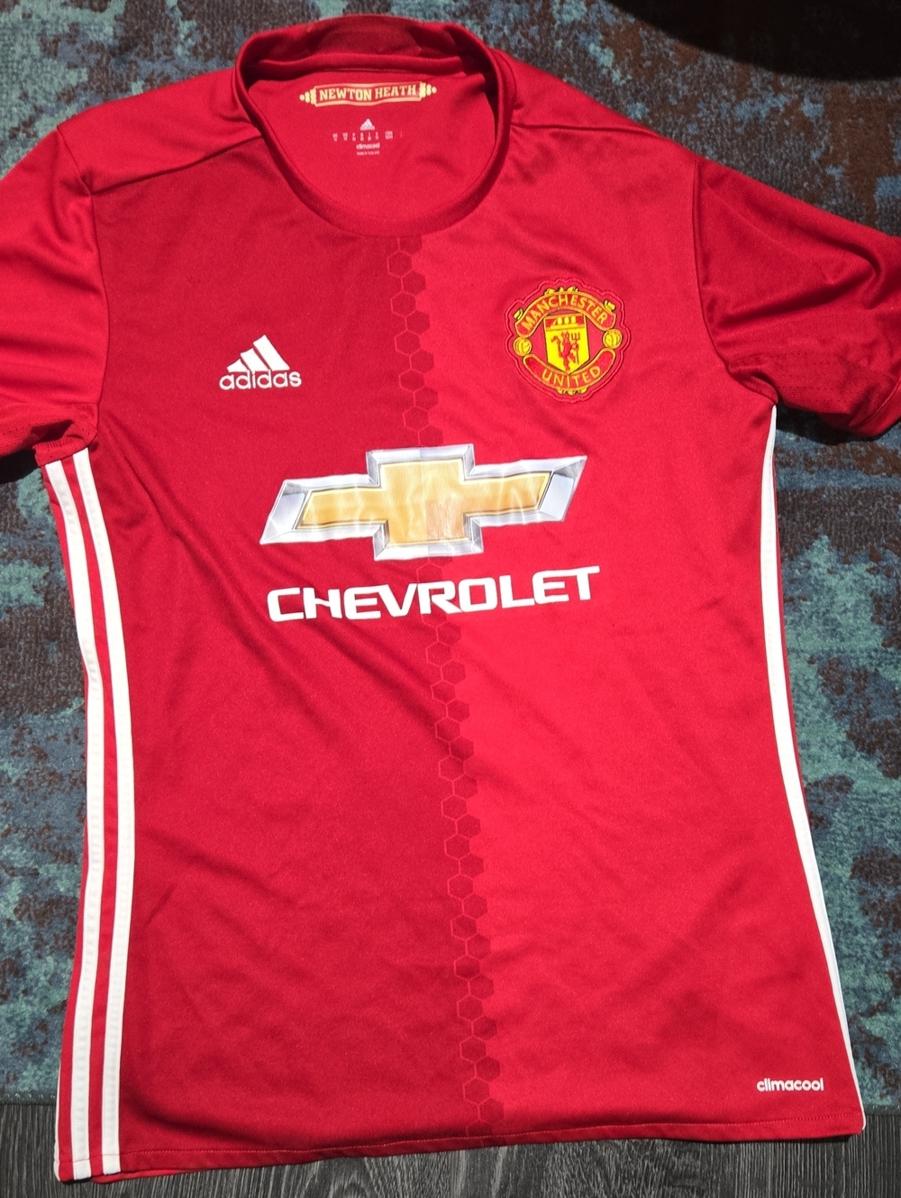 Adidas Manchester United ' Red Home Jersey with Chevrolet Logo